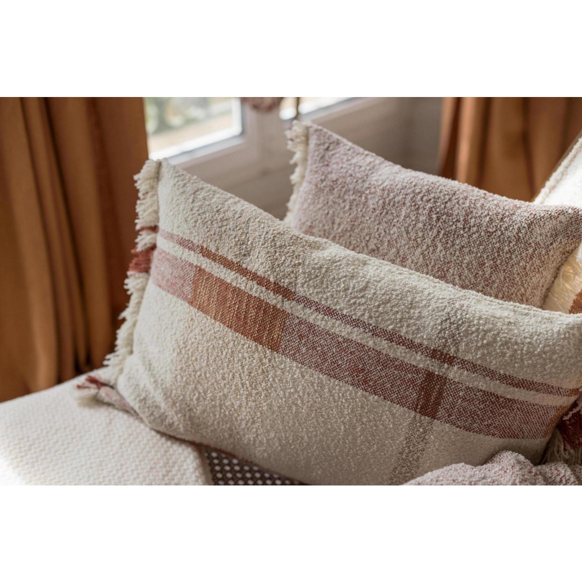Coussin chiné Jane Sienne bouclette 45 × 45 cm
