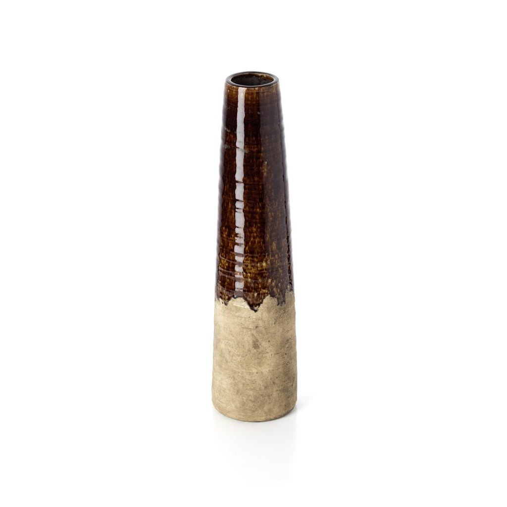 Vase conique en grès Ambre – Brun Béton – L | Bazar Bizar