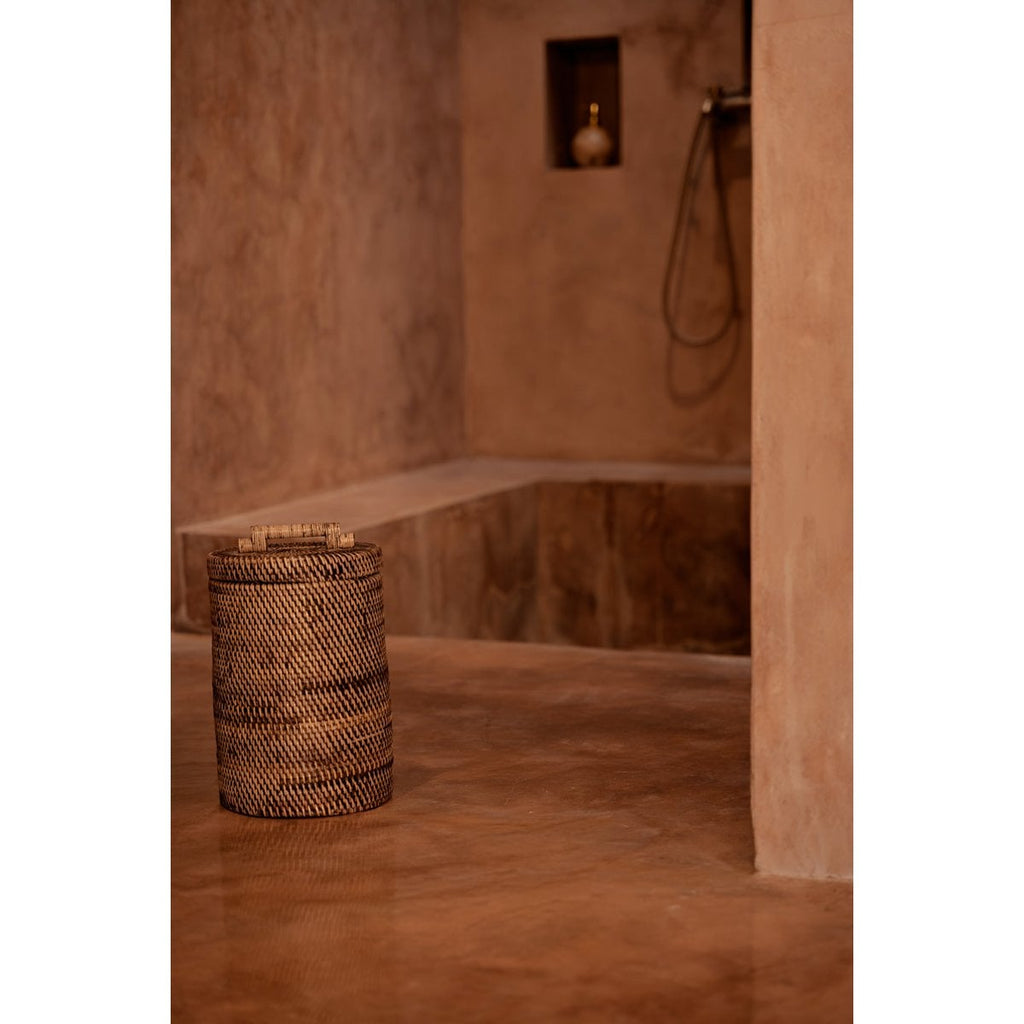 Panier de rangement en rotin avec couvercle – Brun Naturel – Haut | Bazar Bizar