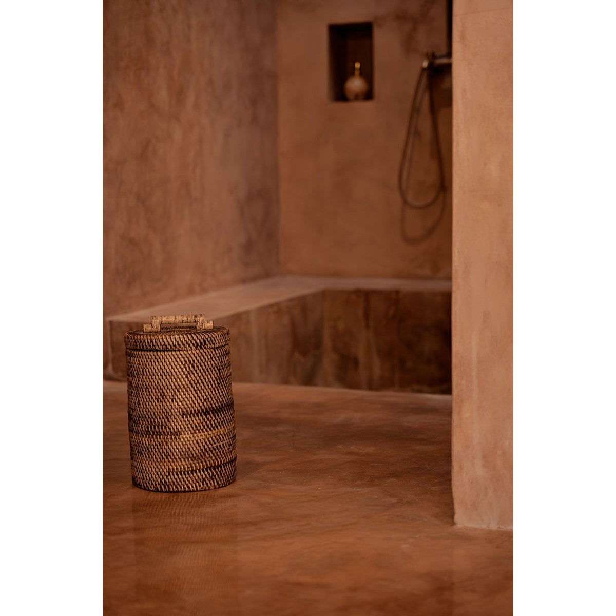 Panier de rangement en rotin avec couvercle – Brun Naturel – Haut | Bazar Bizar