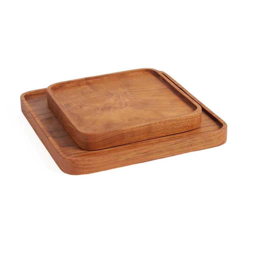 Assiette carrée en teck – Naturel – XS | Bazar Bizar