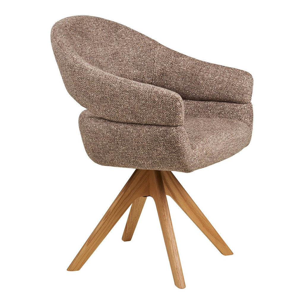 Chaise de Salle à Manger Dover - Tissu Marron & Pieds Chêne Naturel Pivotants