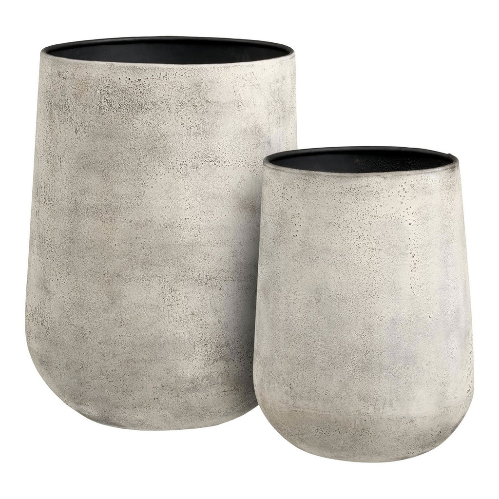 Pots Décoratifs Hou - Métal Beige Antique, Lot de 2