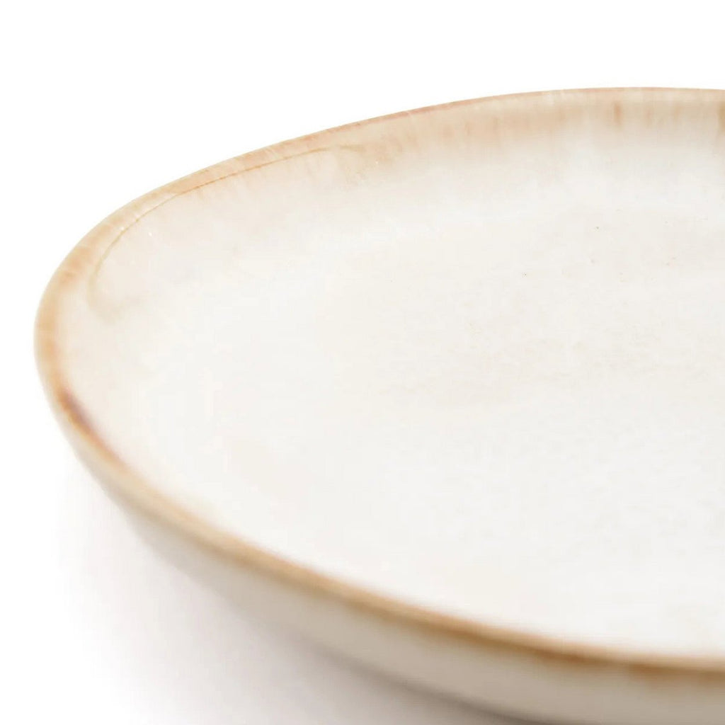 Assiette apéritif en grès Cascais – Blanc & Or | Bazar Bizar