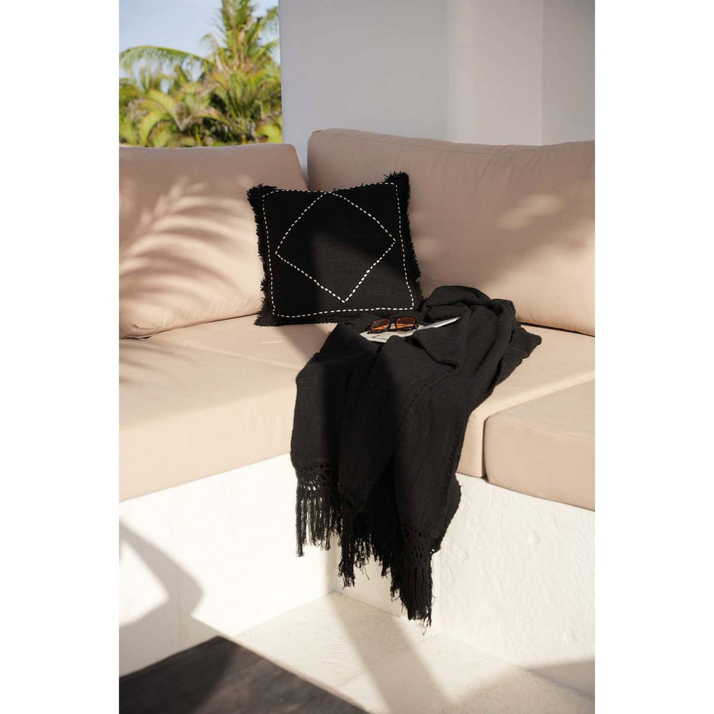 Jeté de lit Gypsy Noir en coton 122 × 260 cm