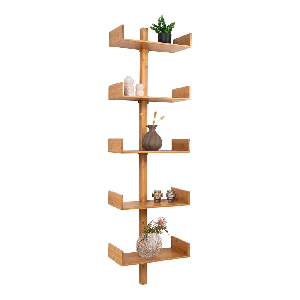 Étagère murale Villa en bambou naturel – 50 × 25 × 180 cm