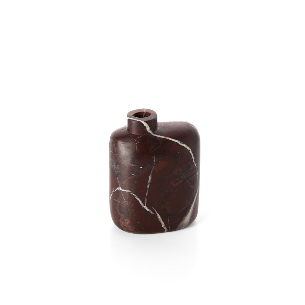 Vase bas Rosso Levanto en marbre rouge – 17,5 cm