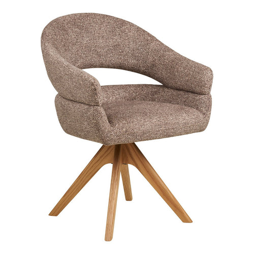 Chaise de Salle à Manger Dover - Tissu Marron & Pieds Chêne Naturel Pivotants