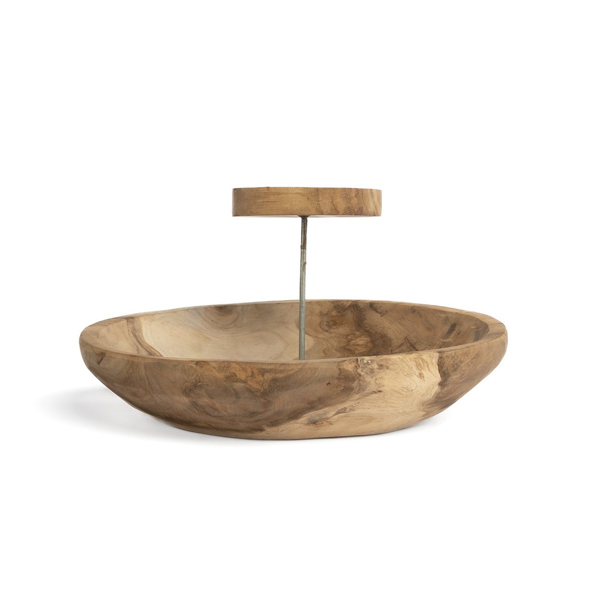 Bougeoir en bois naturel forme assiette – Naturel | Bazar Bizar