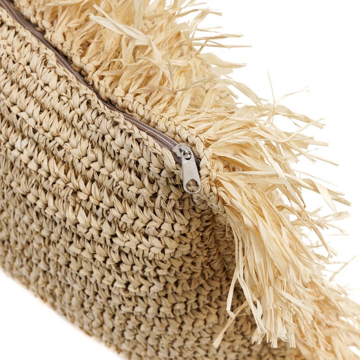 Housse de coussin traversin en raphia – Naturel – 35×100cm | Bazar Bizar
