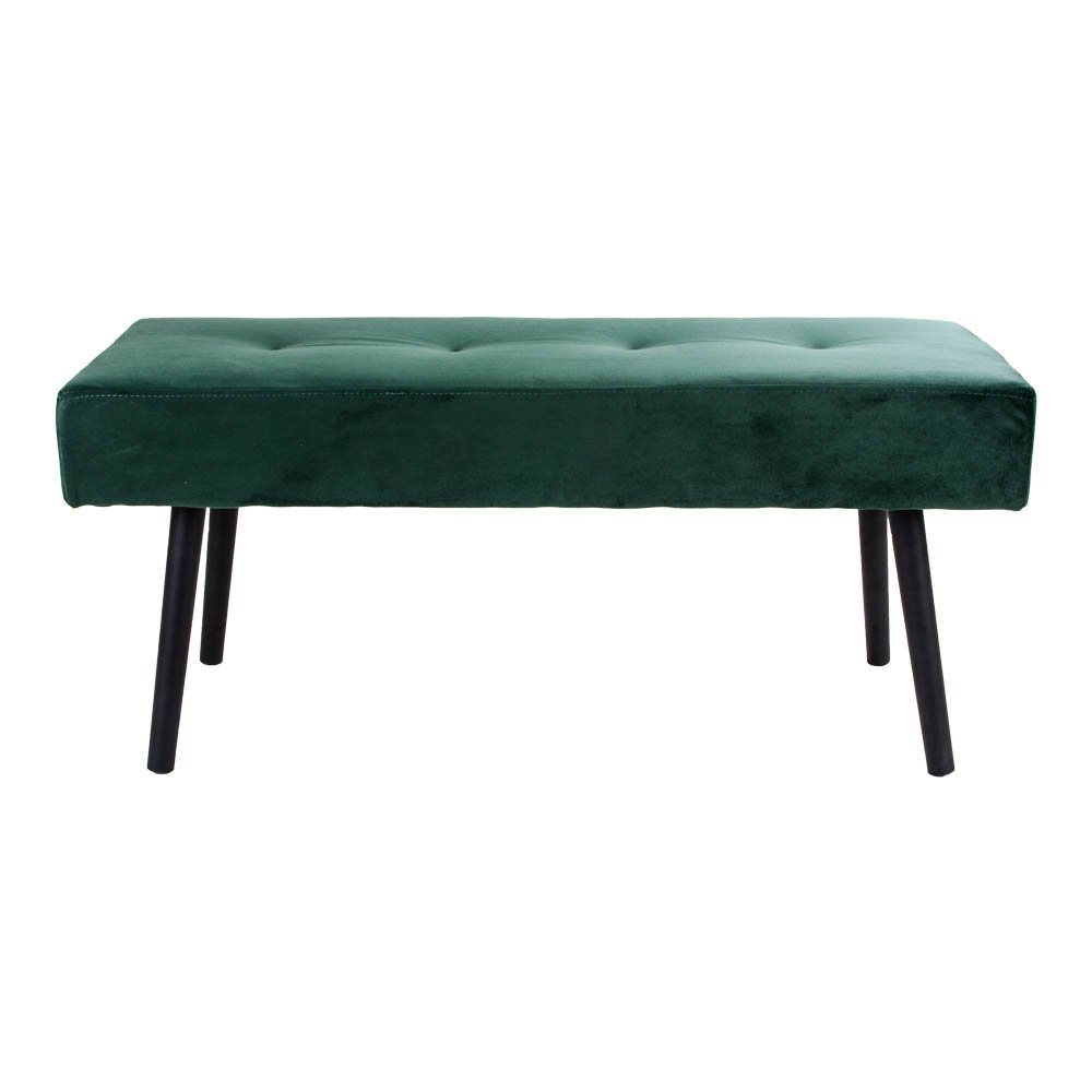 Banc Skiby – Velours vert & pieds métal noir