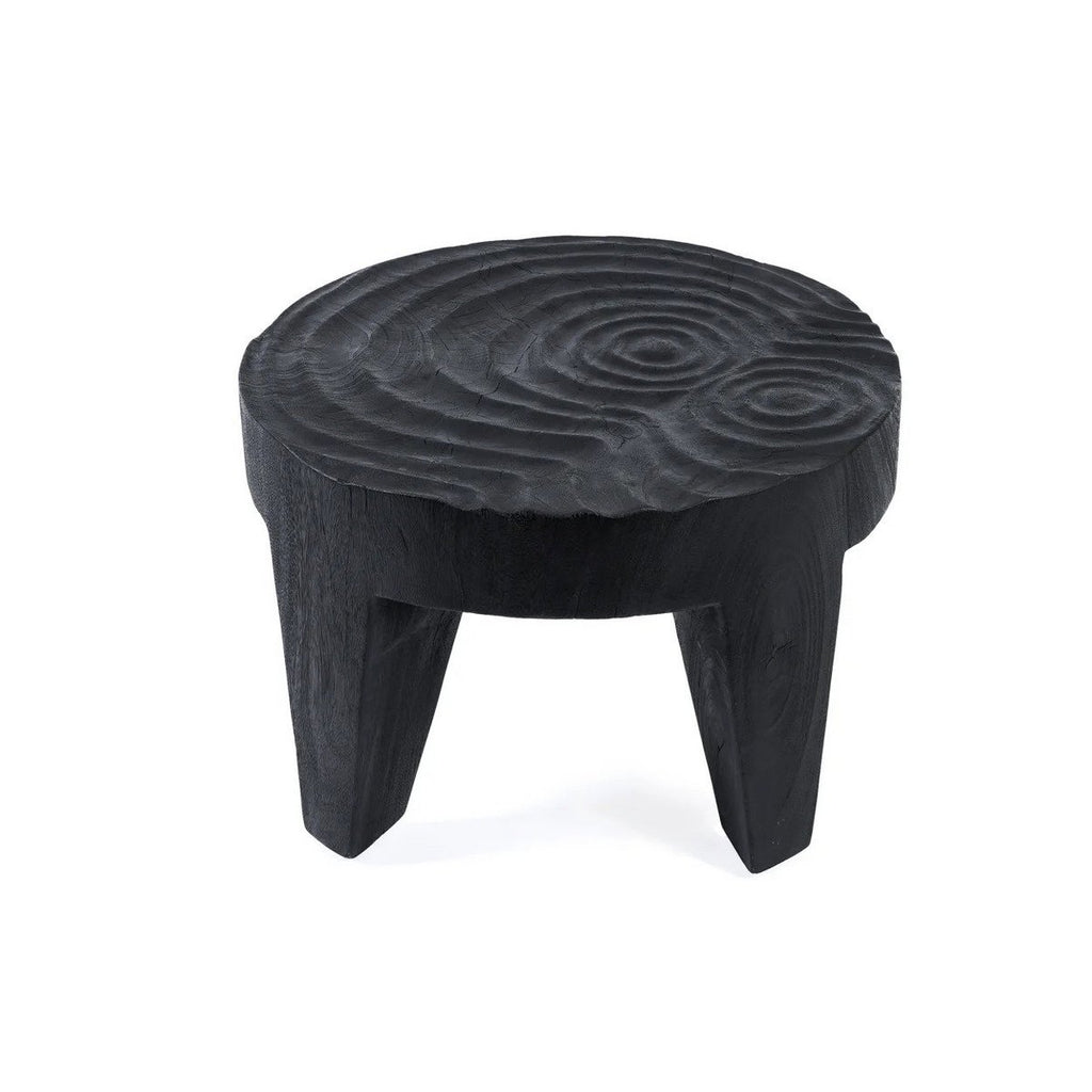 Table basse sculpturale en bois de suar Madero – Noir | Bazar Bizar