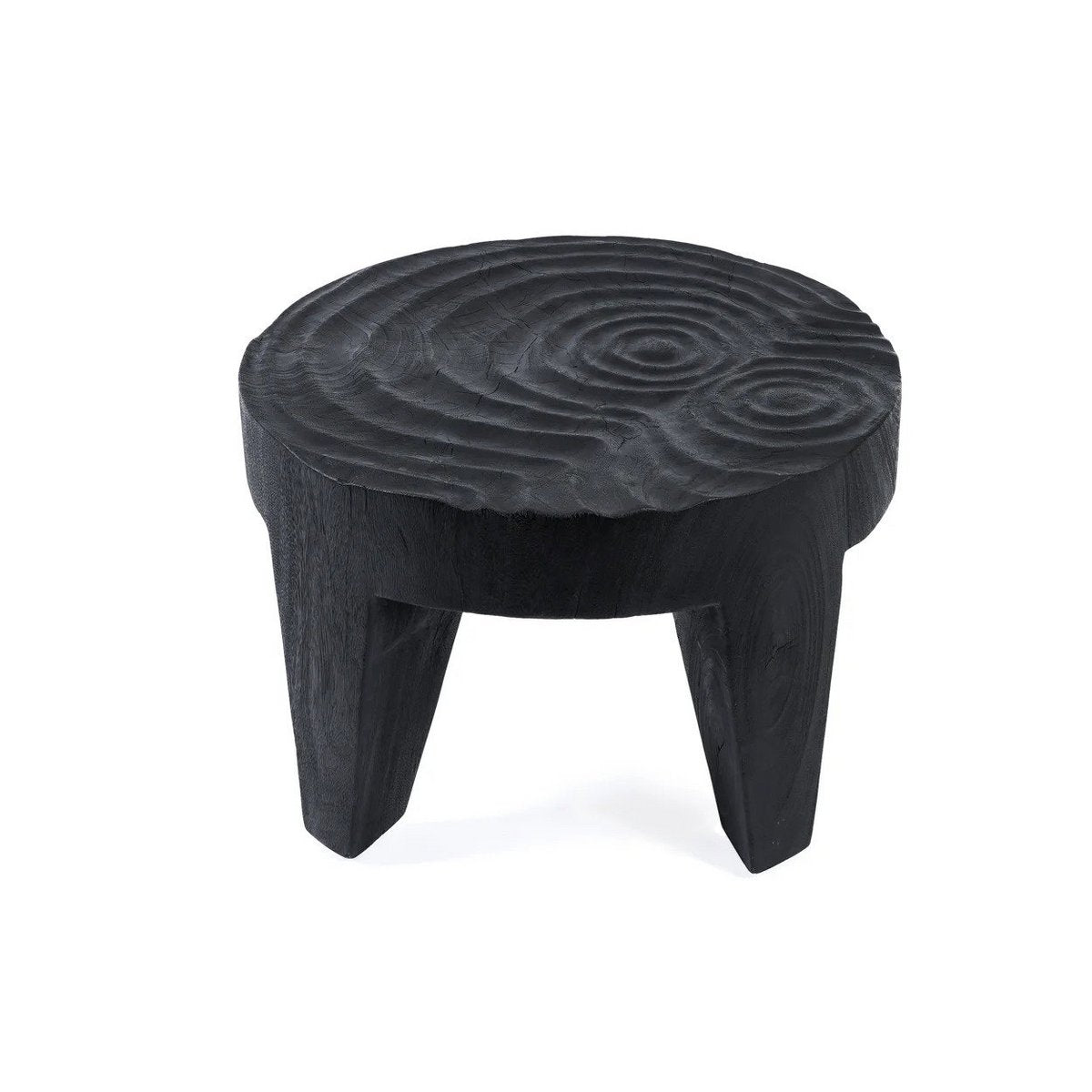 Table basse sculpturale en bois de suar Madero – Noir | Bazar Bizar