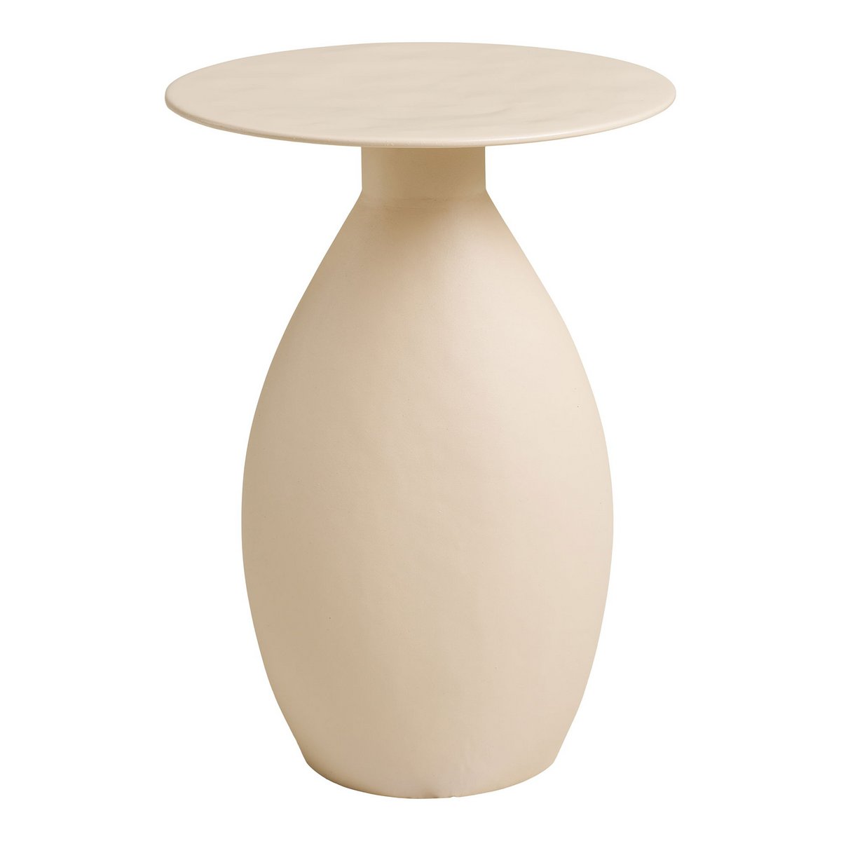 Table d'Appoint Calais - Métal Émaillé Blanc Cassé, Ø36x50 cm