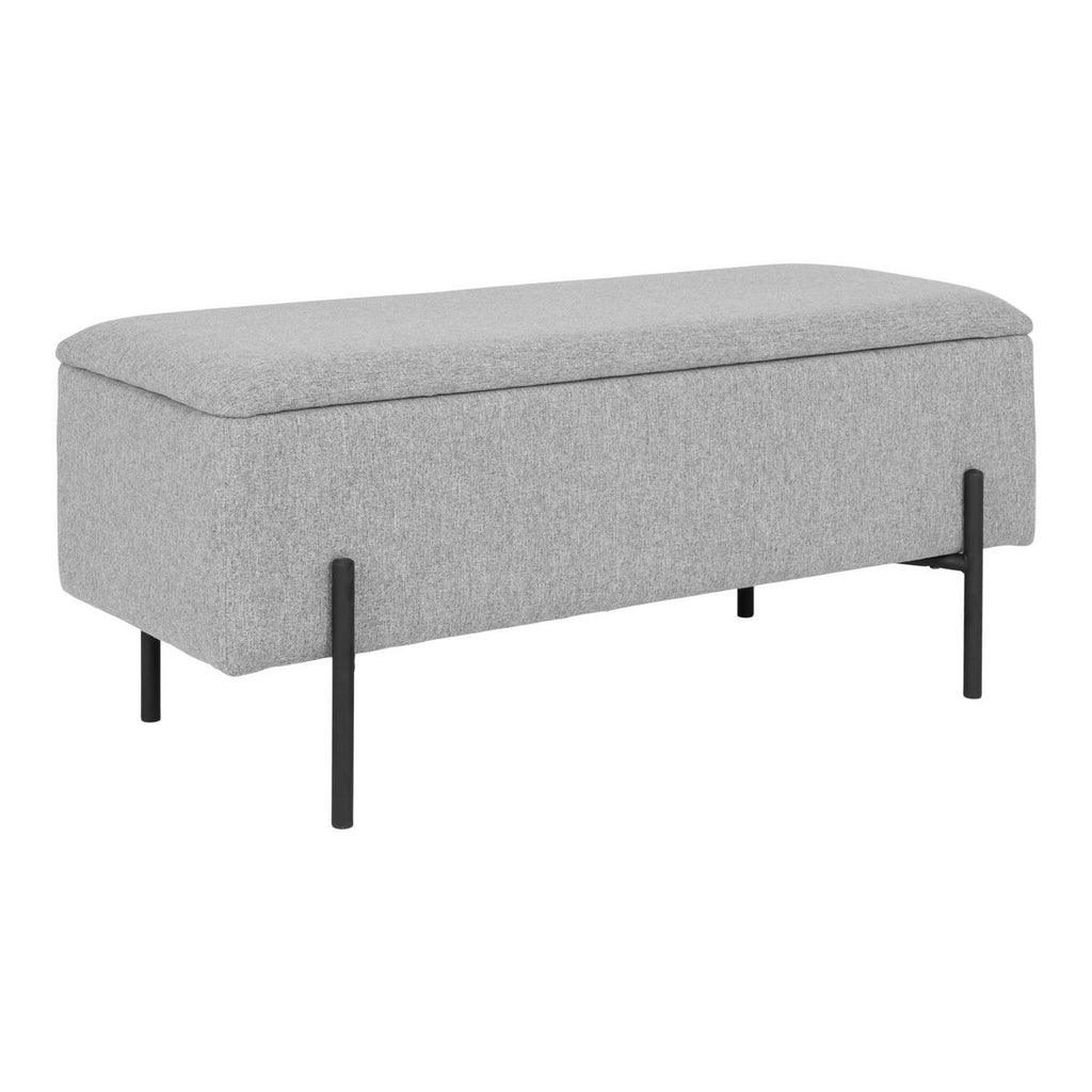 Banc coffre Watford – Polyester gris clair & pieds métal noir