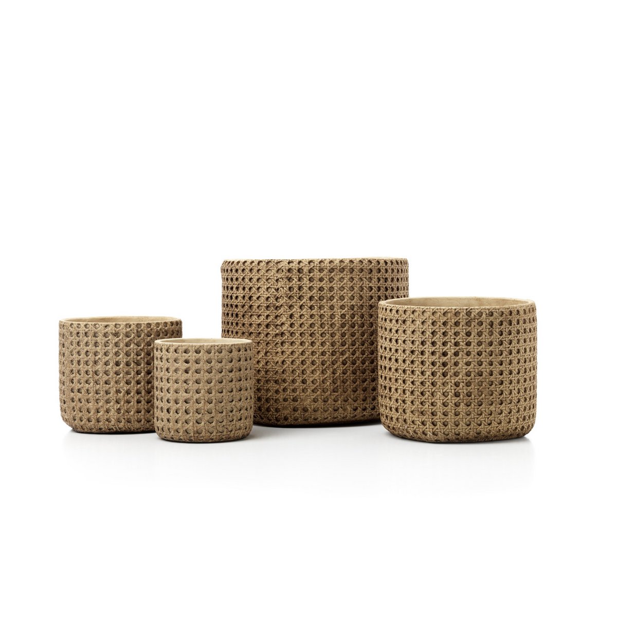 Jardinière en béton effet rotin RattanRock – Naturel – XL | Bazar Bizar