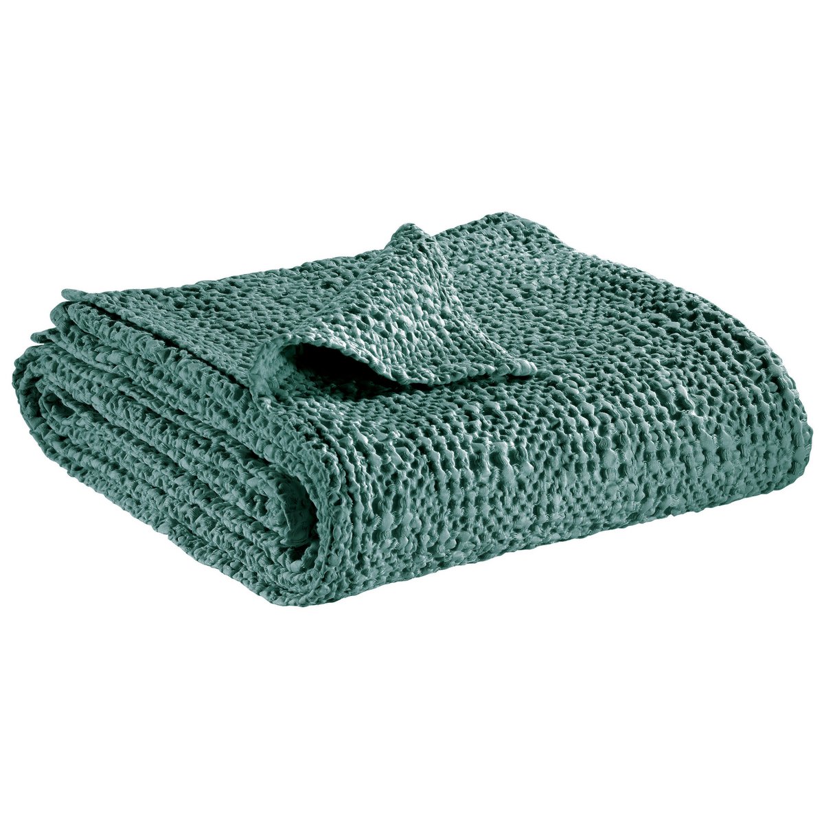 Jeté de lit Tana Vert de gris en coton stonewashed 180 × 260 cm
