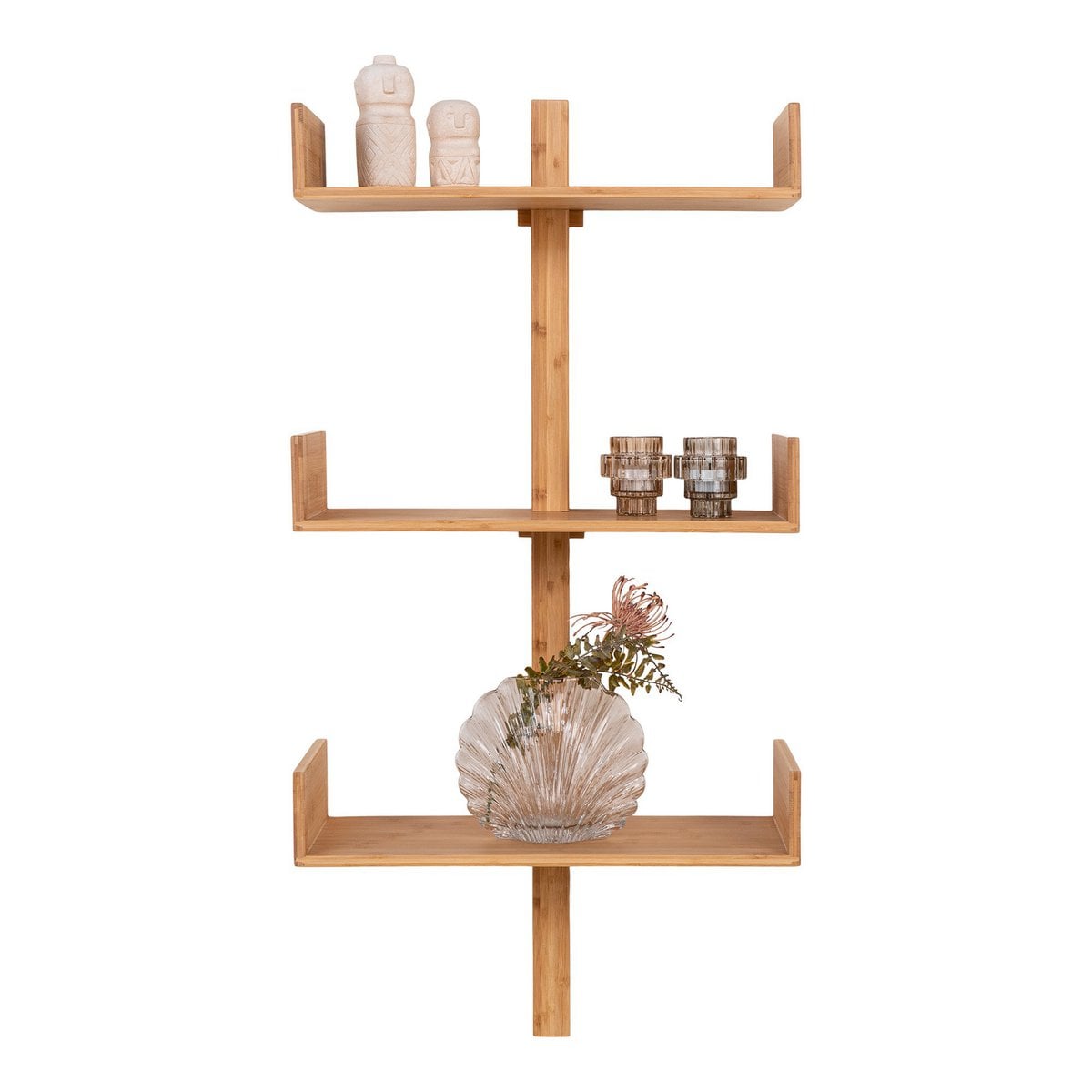 Étagère Murale Villa - Bambou Naturel, 50x25x102 cm