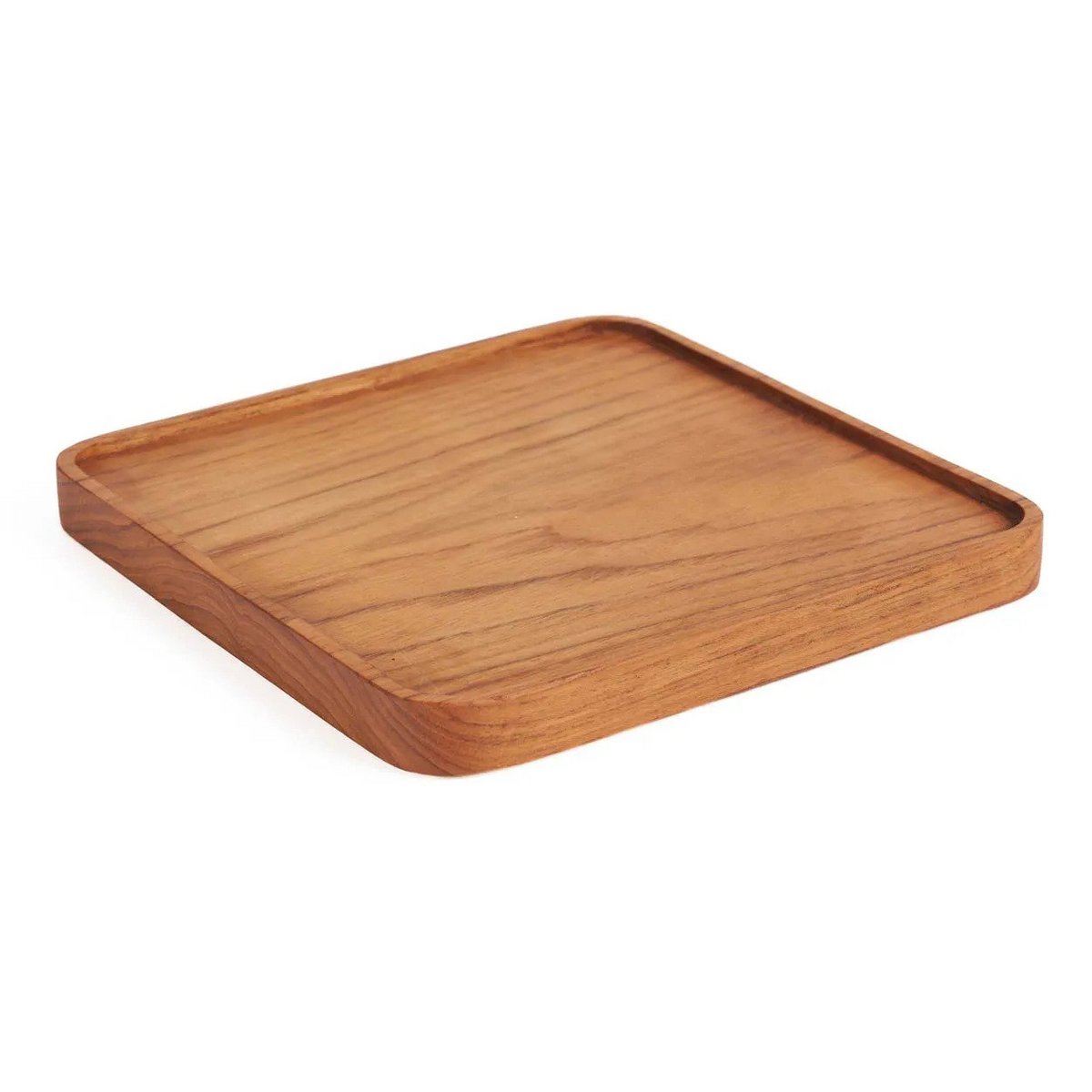 Assiette Carrée en Teck - Naturel - S