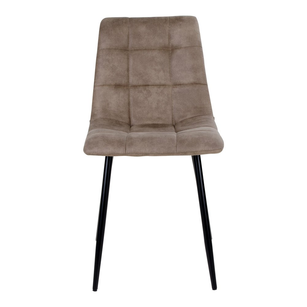 Chaise de salle à manger Middelfart – Marron, microfibre, pieds en métal noir – Lot de 2