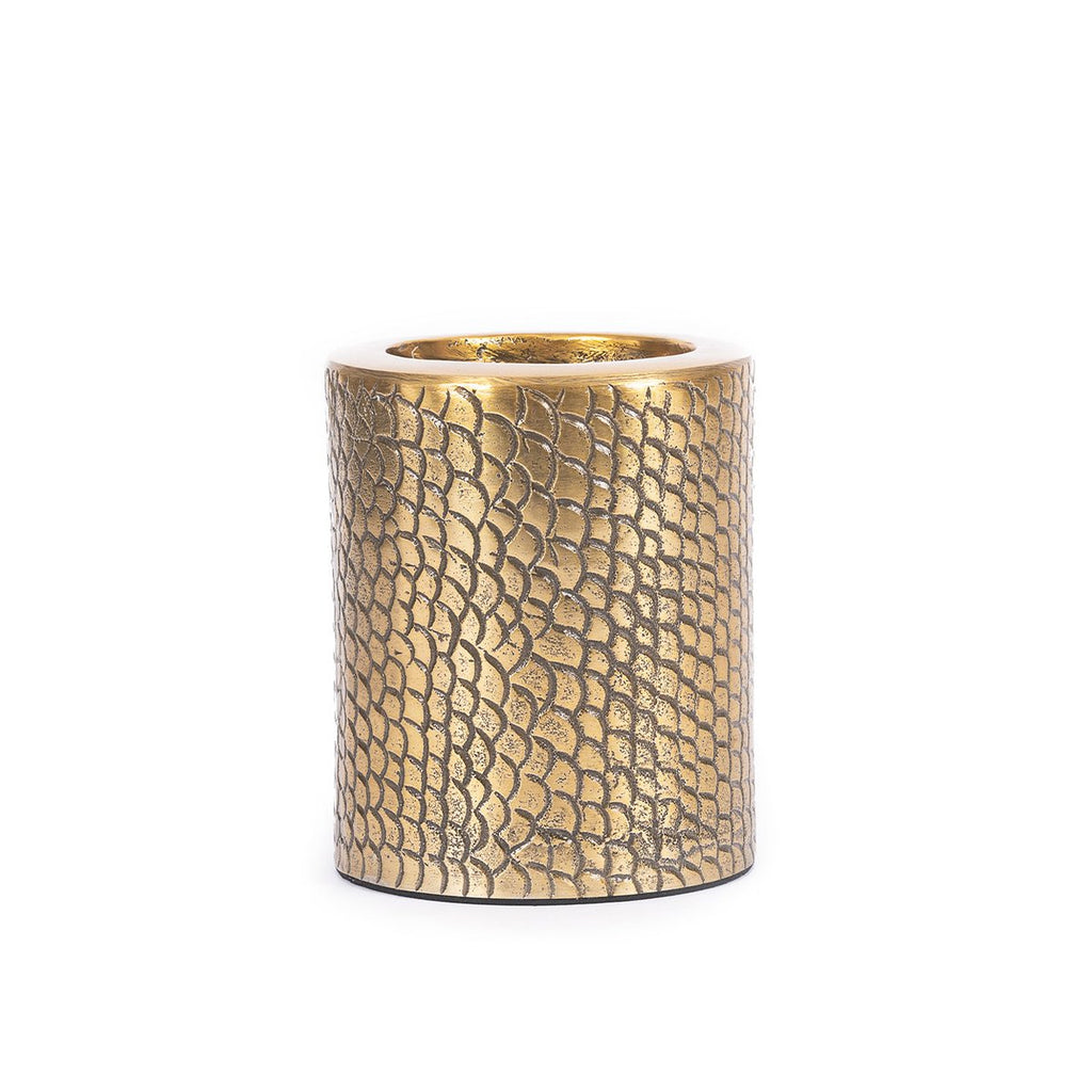 Bougeoir en aluminium Croco – Doré – L | Bazar Bizar