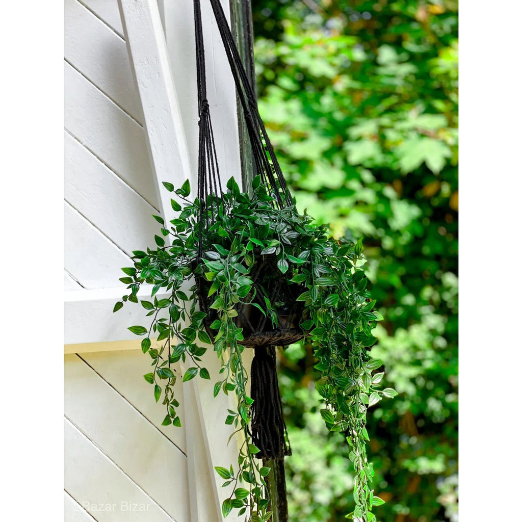 Suspension pour plantes en macramé coton – Noir – M | Bazar Bizar