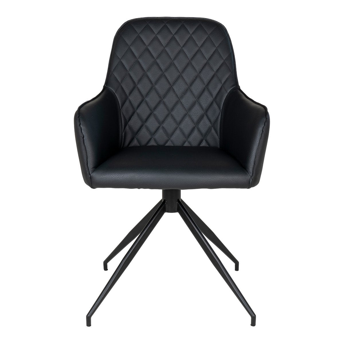 Chaise de salle à manger pivotante Harbo - Noir, cuir PU, pieds en métal noir