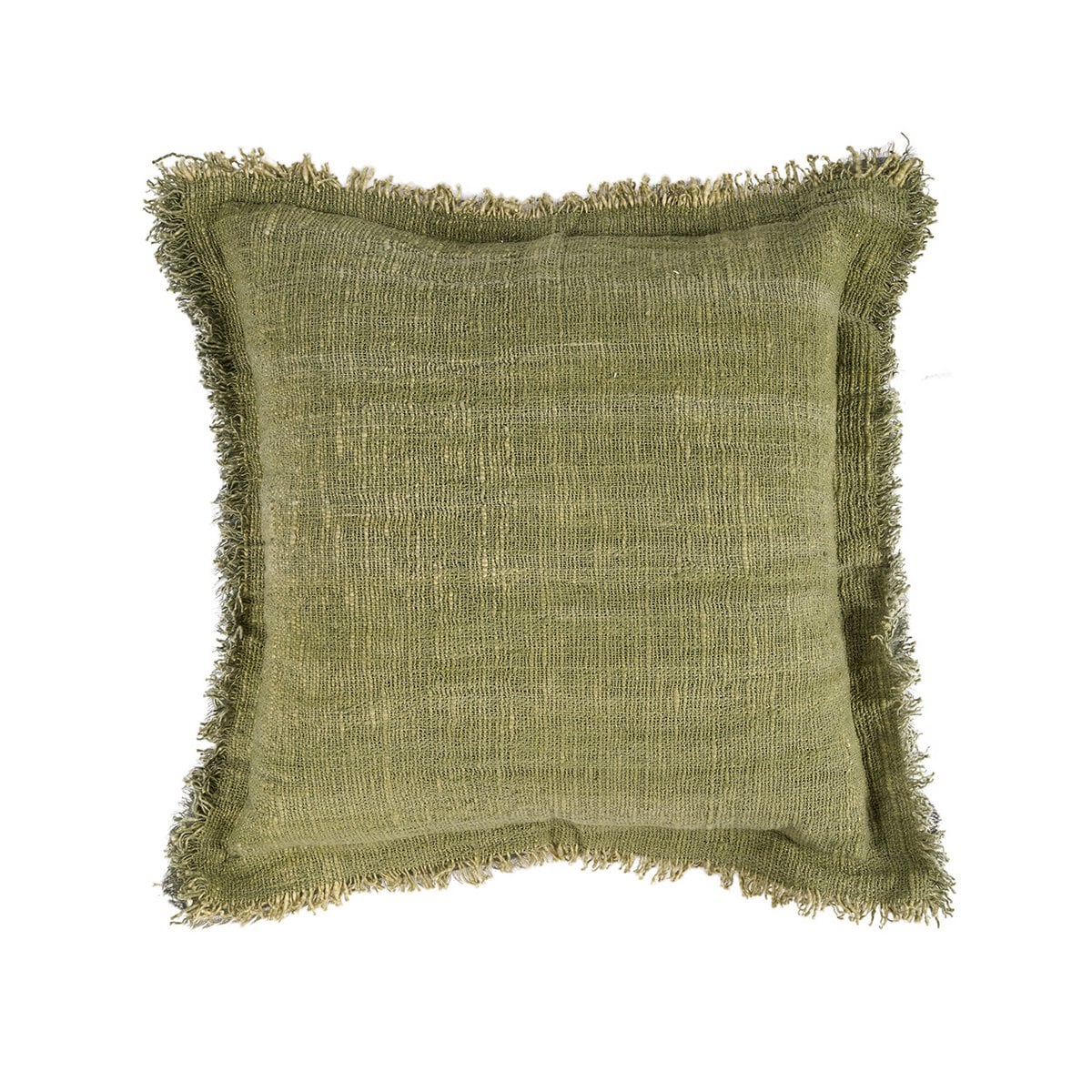 Housse de coussin à franges Jungle Fringe – Vert – 50×50cm | Bazar Bizar