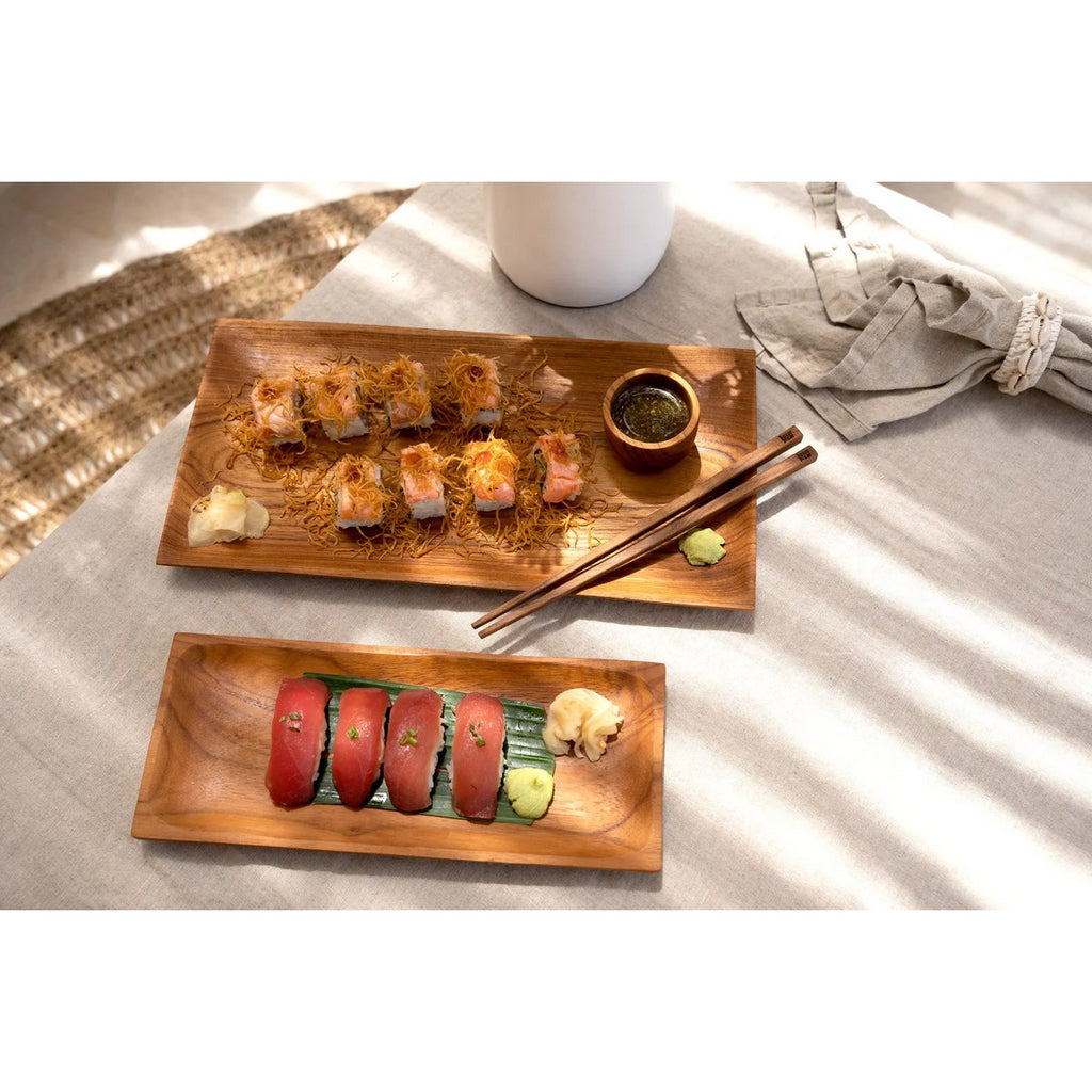 Assiette de présentation en teck 35 cm