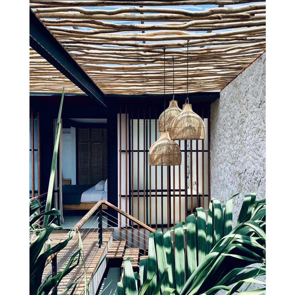 Suspension en rotin Lobster Trap – Naturel Finition Noire – L | Bazar Bizar