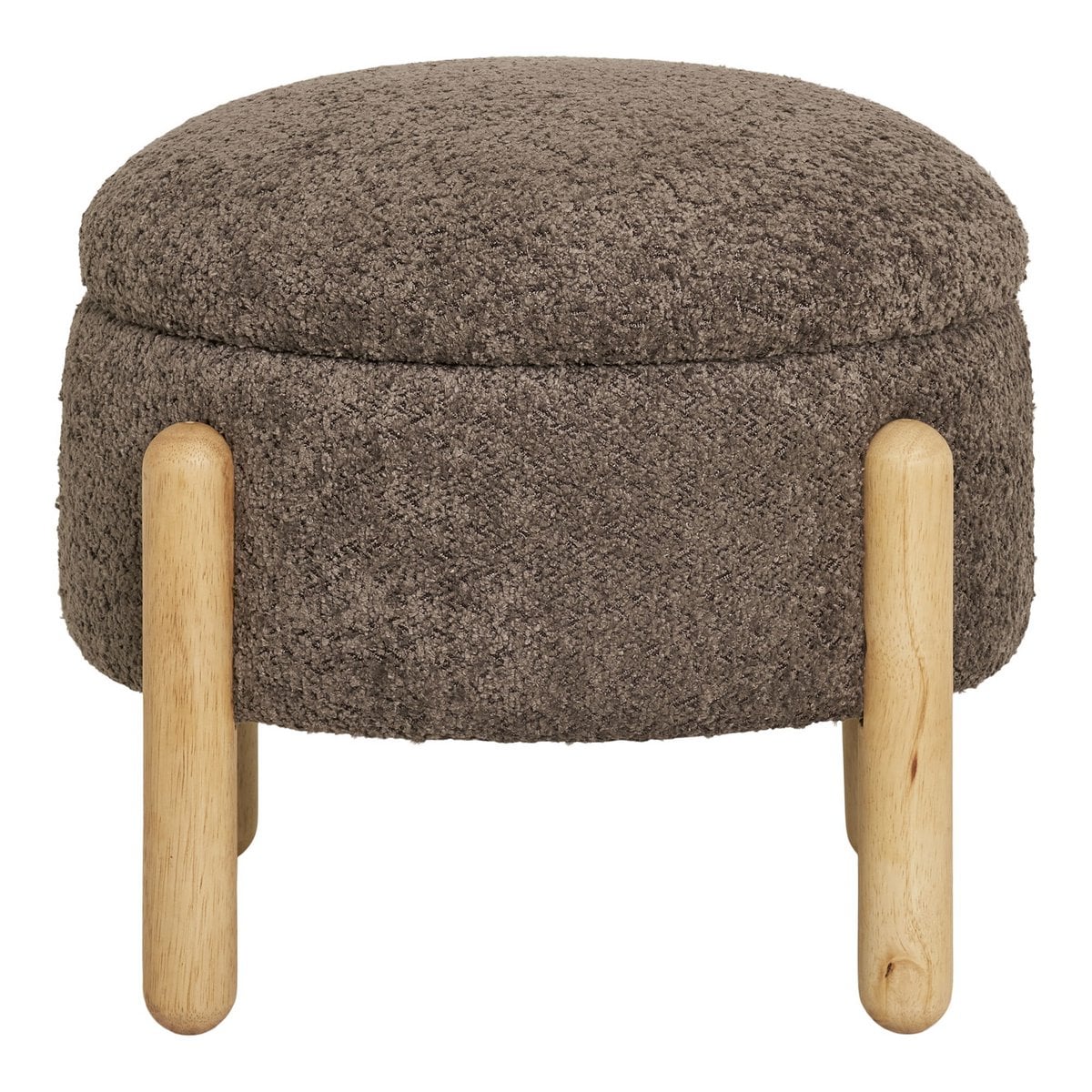 Pouf Médas avec Rangement - Bouclé Marron/Naturel, 45x45x36 cm