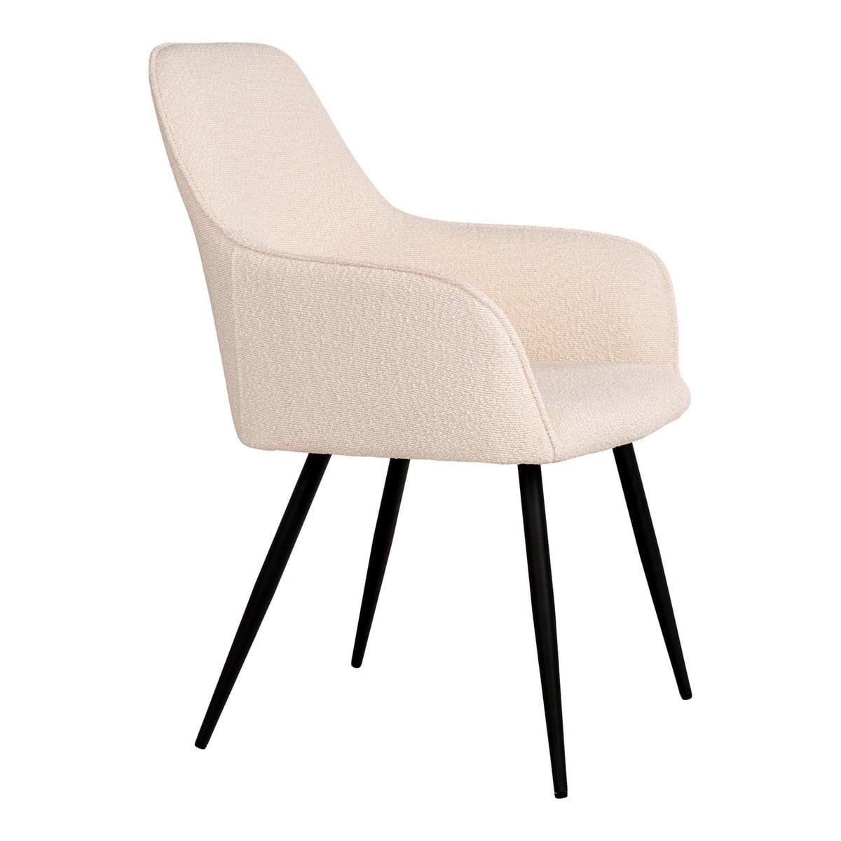 Chaise de salle à manger Harbo - Bouclé blanc, pieds noirs - Lot de 2
