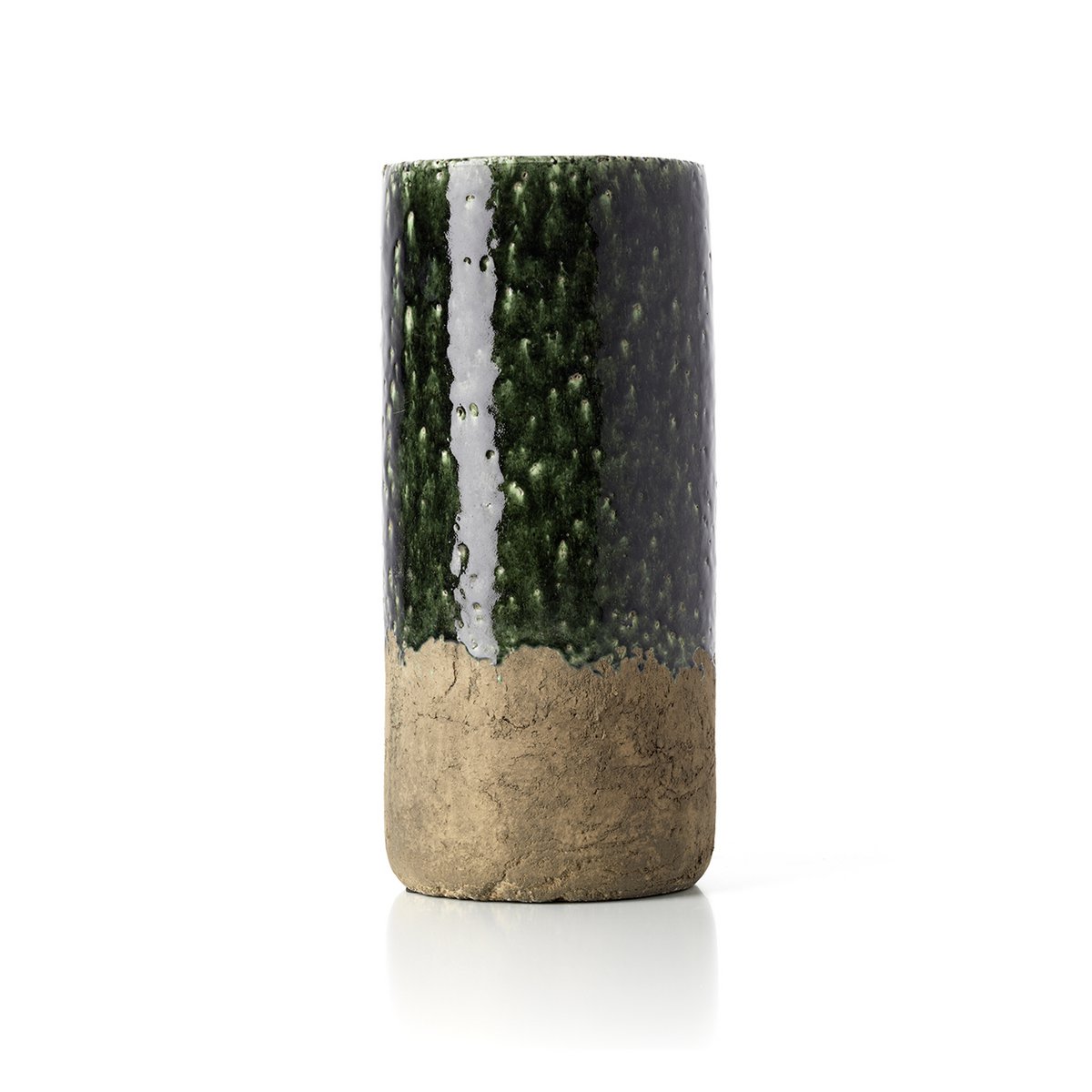 Vase cylindrique en grès Moss – Vert Béton – L | Bazar Bizar