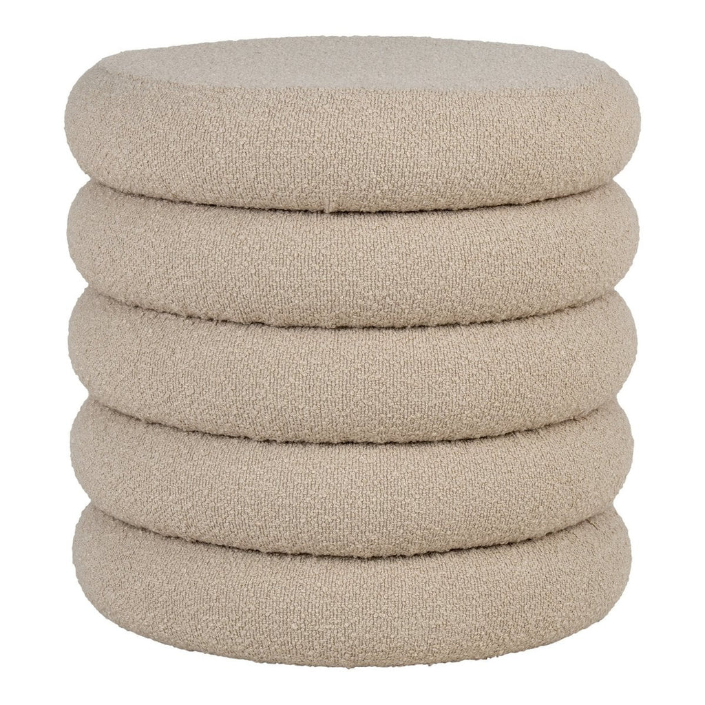 Pouf Brooklyn avec Rangement - Bouclé Beige, Ø44x44 cm