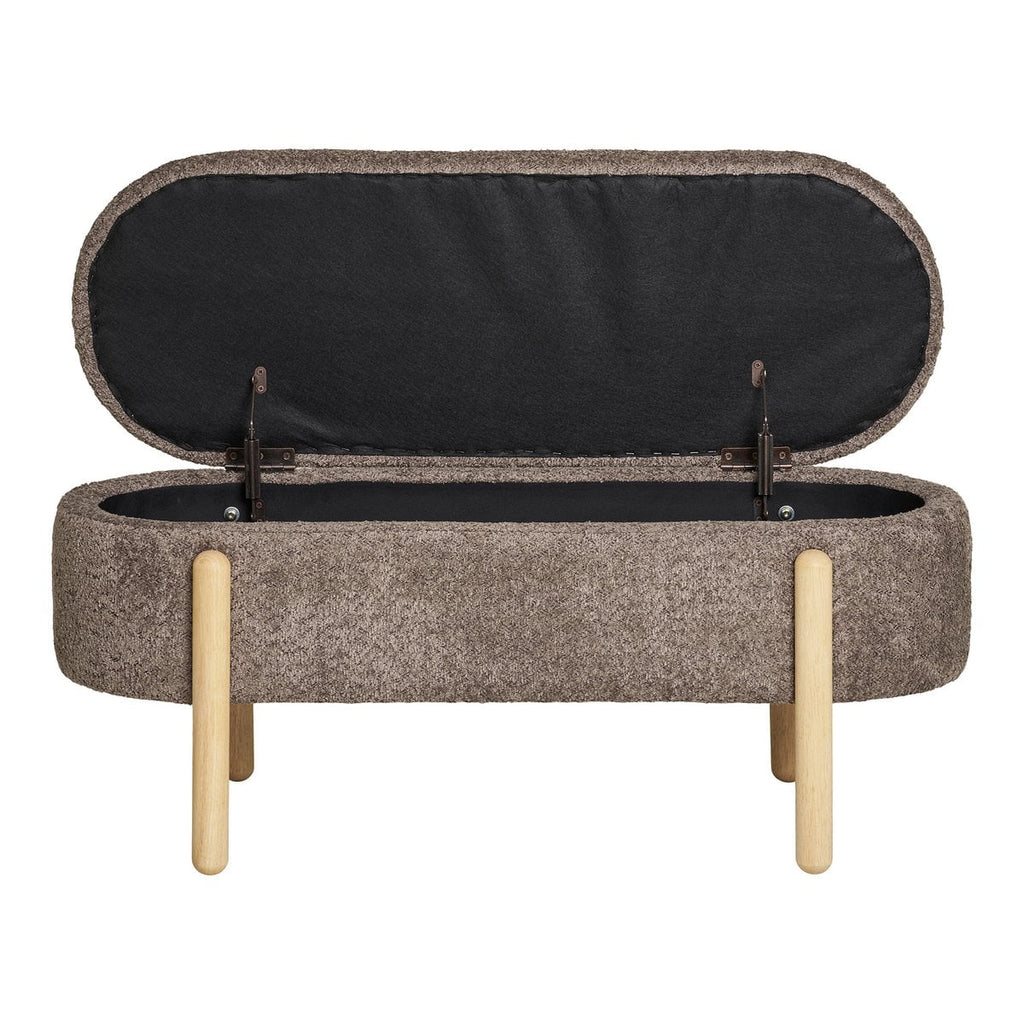 Banc Branca - Marron/Naturel, Polyester/Mousse/Contreplaqué, 98x41x48 cm