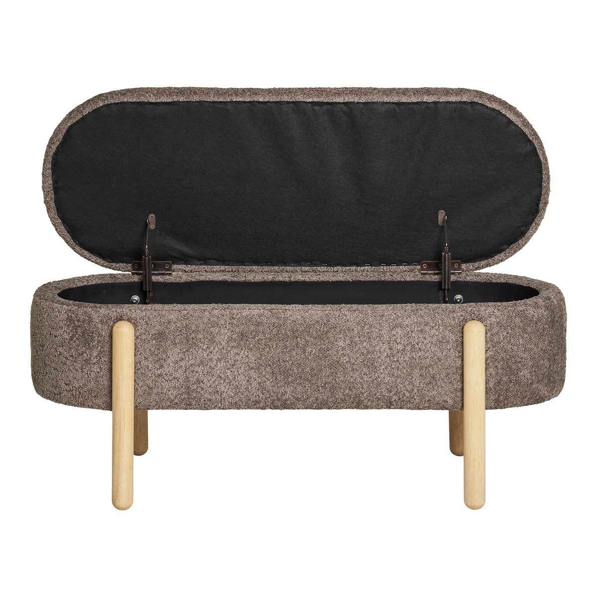 Banc Branca - Marron/Naturel, Polyester/Mousse/Contreplaqué, 98x41x48 cm