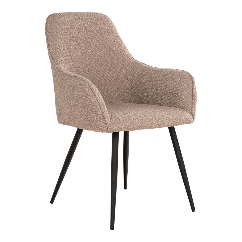 Chaise de salle à manger Harbo – Bouclé beige & pieds noirs (lot de 2)