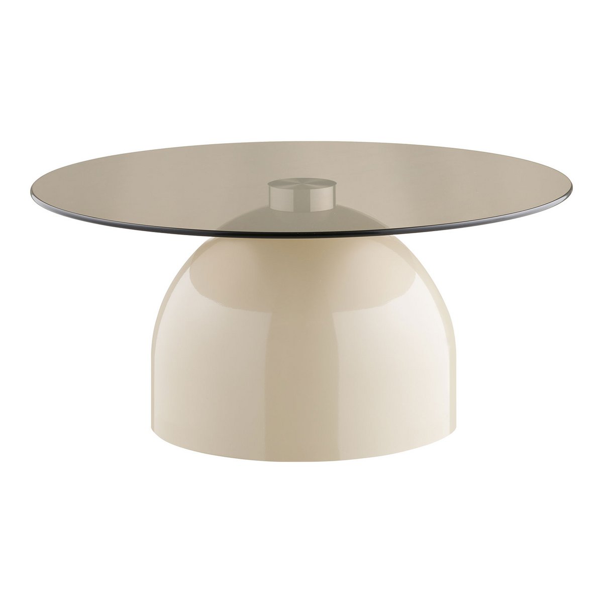 Ravello Table basse, verre trempé/métal, gris/beige, ø70x33 cm