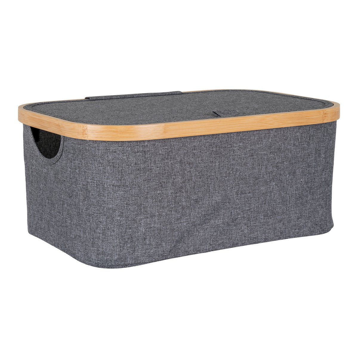 Panier Noto - Gris Foncé, Bambou/Polyester, 38x26x16 cm