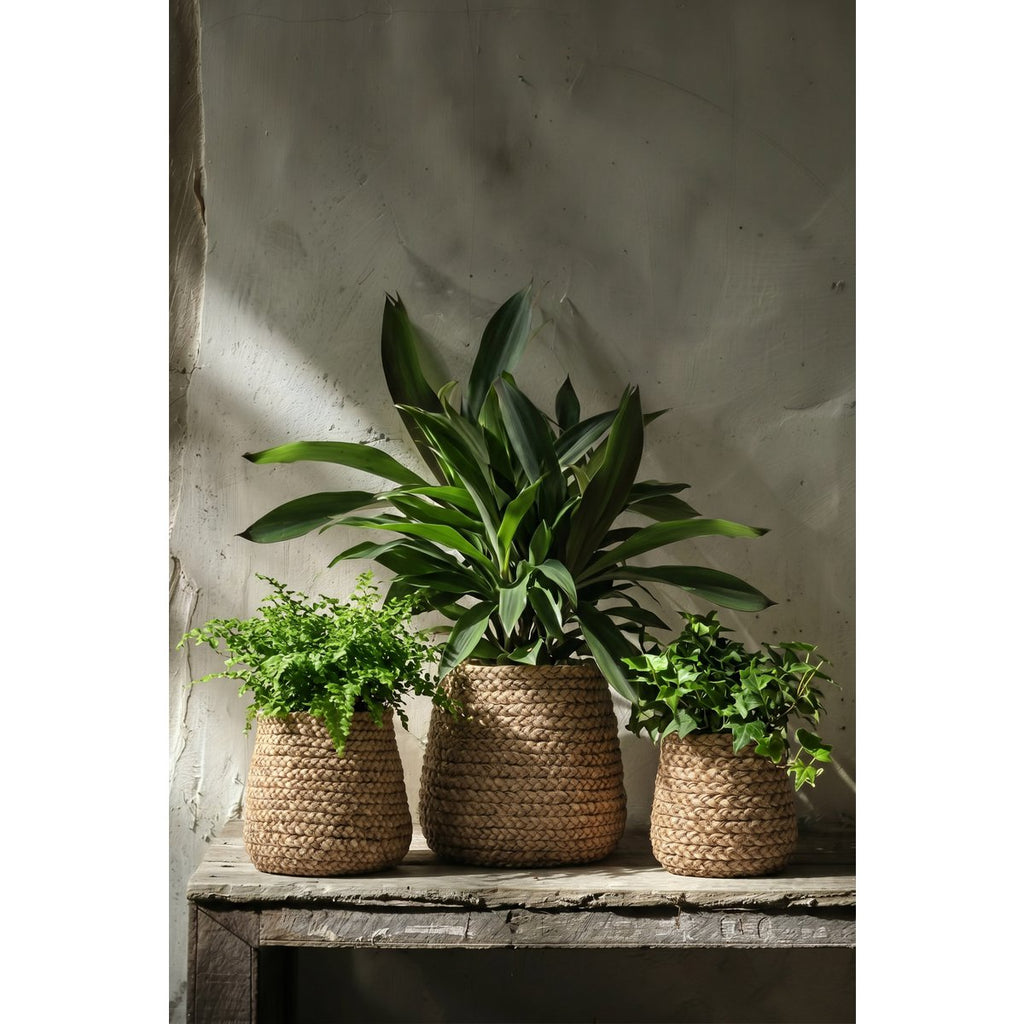 Jardinière en béton effet tressé - Naturel - M