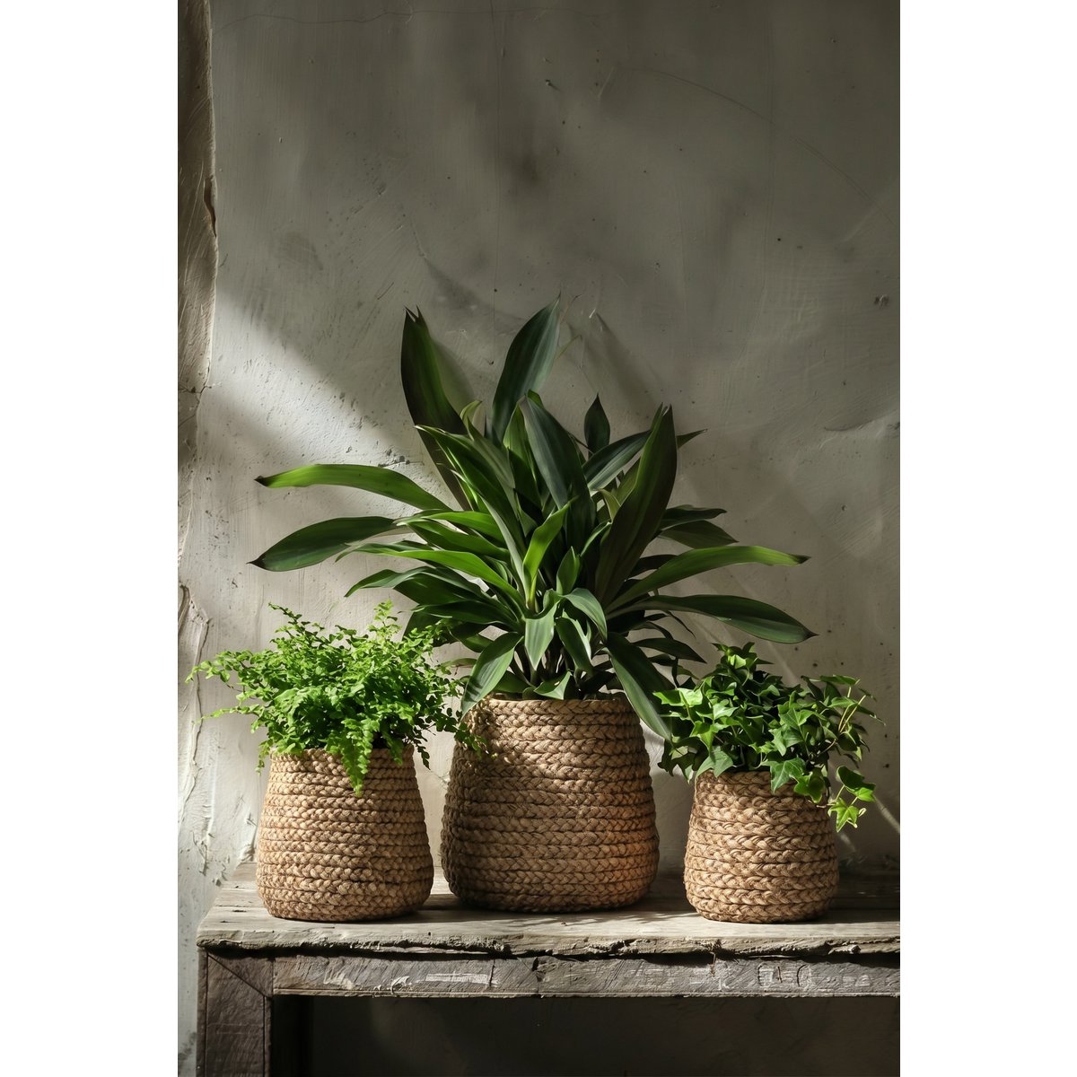Jardinière en béton effet tressé - Naturel - M