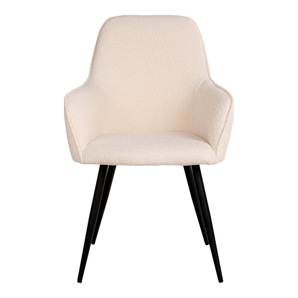 Chaise de salle à manger Harbo - Bouclé blanc, pieds noirs - Lot de 2