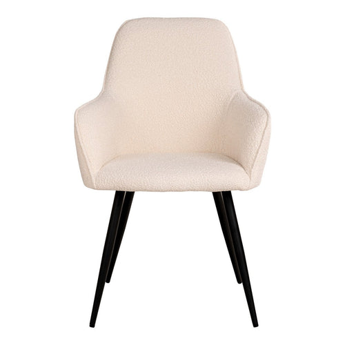 Chaise de salle à manger Harbo - Bouclé blanc, pieds noirs - Lot de 2