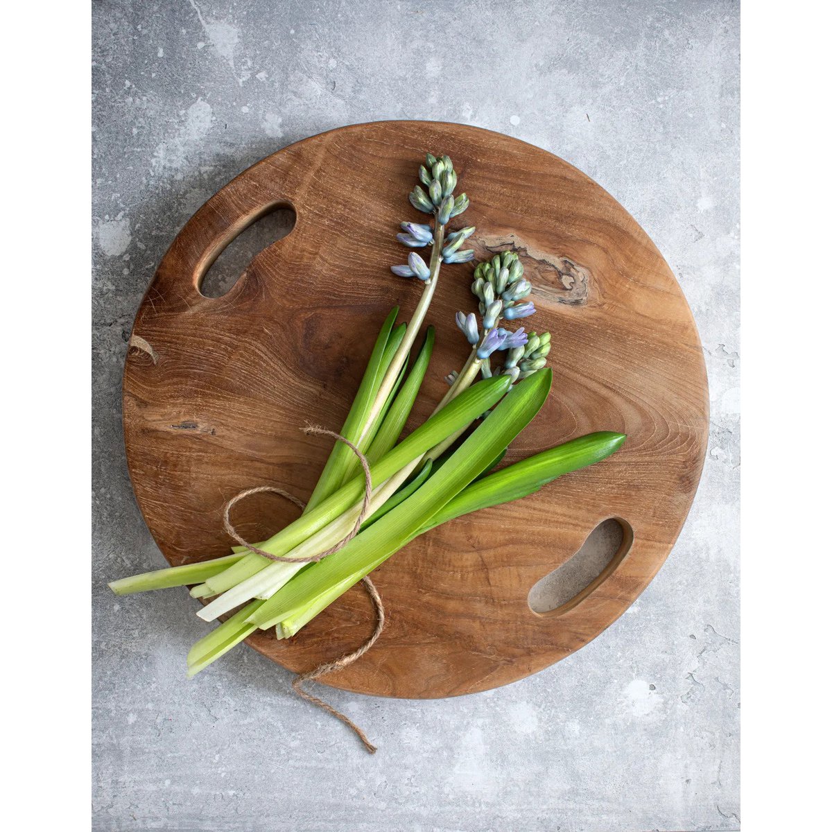 Plateau à bord naturel en teck massif – Naturel – M | Bazar Bizar