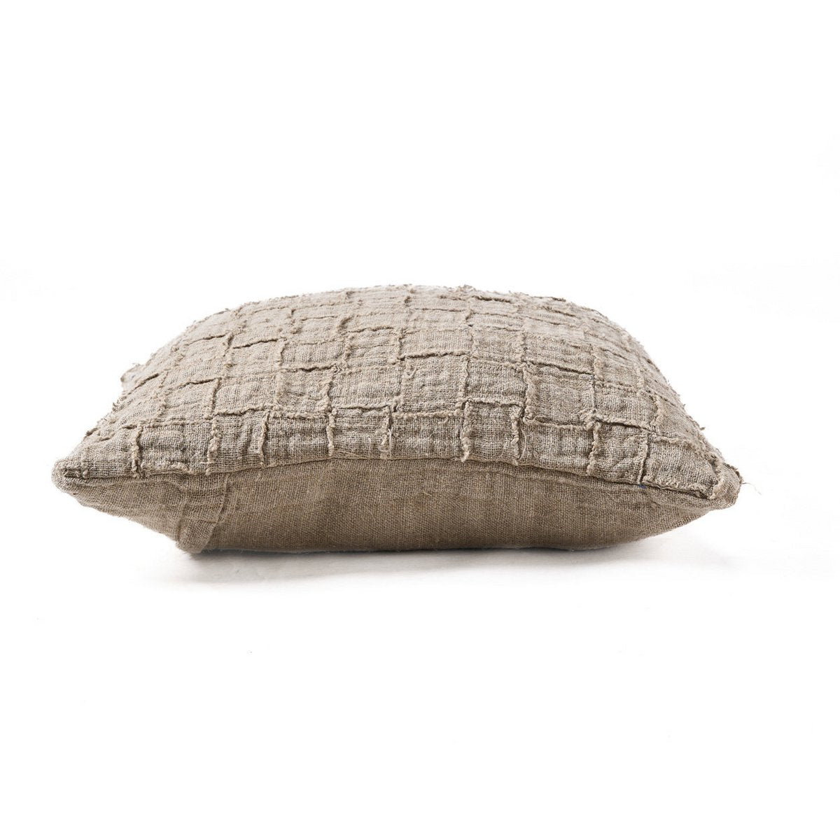 Housse de coussin en lin motif damier – Naturel – 50×50cm | Bazar Bizar