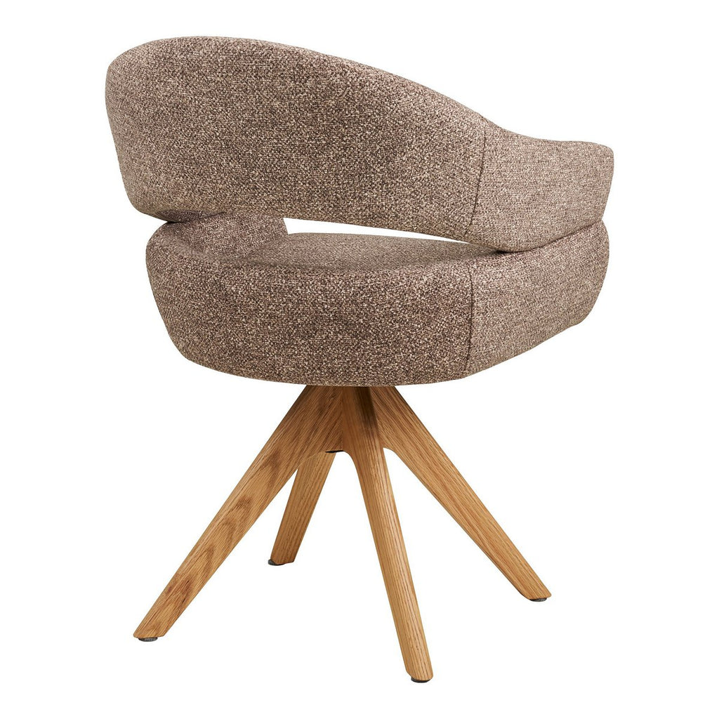 Chaise de Salle à Manger Dover - Tissu Marron & Pieds Chêne Naturel Pivotants