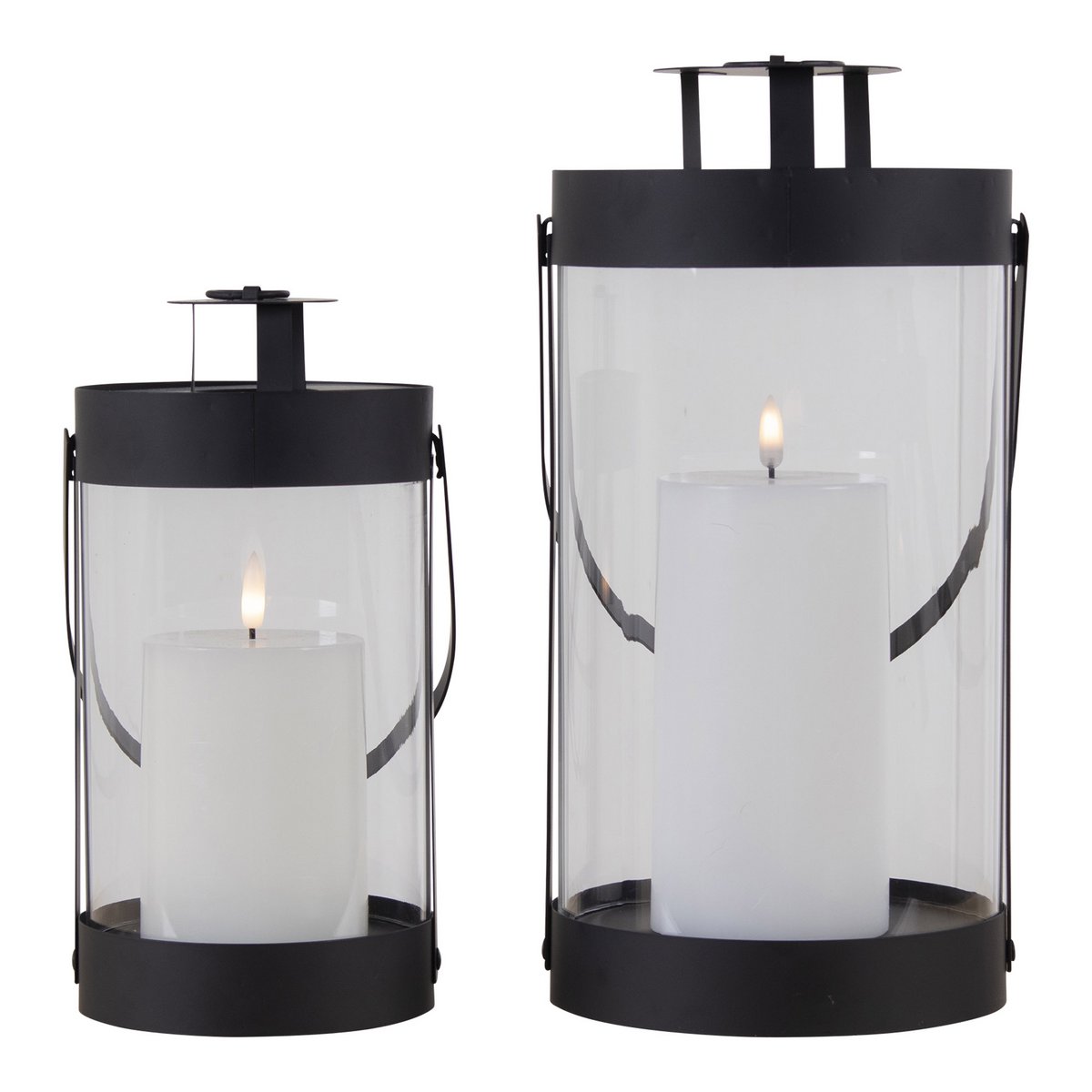 Lanternes Bondi - Noir, Acier/Verre - Ensemble de 2