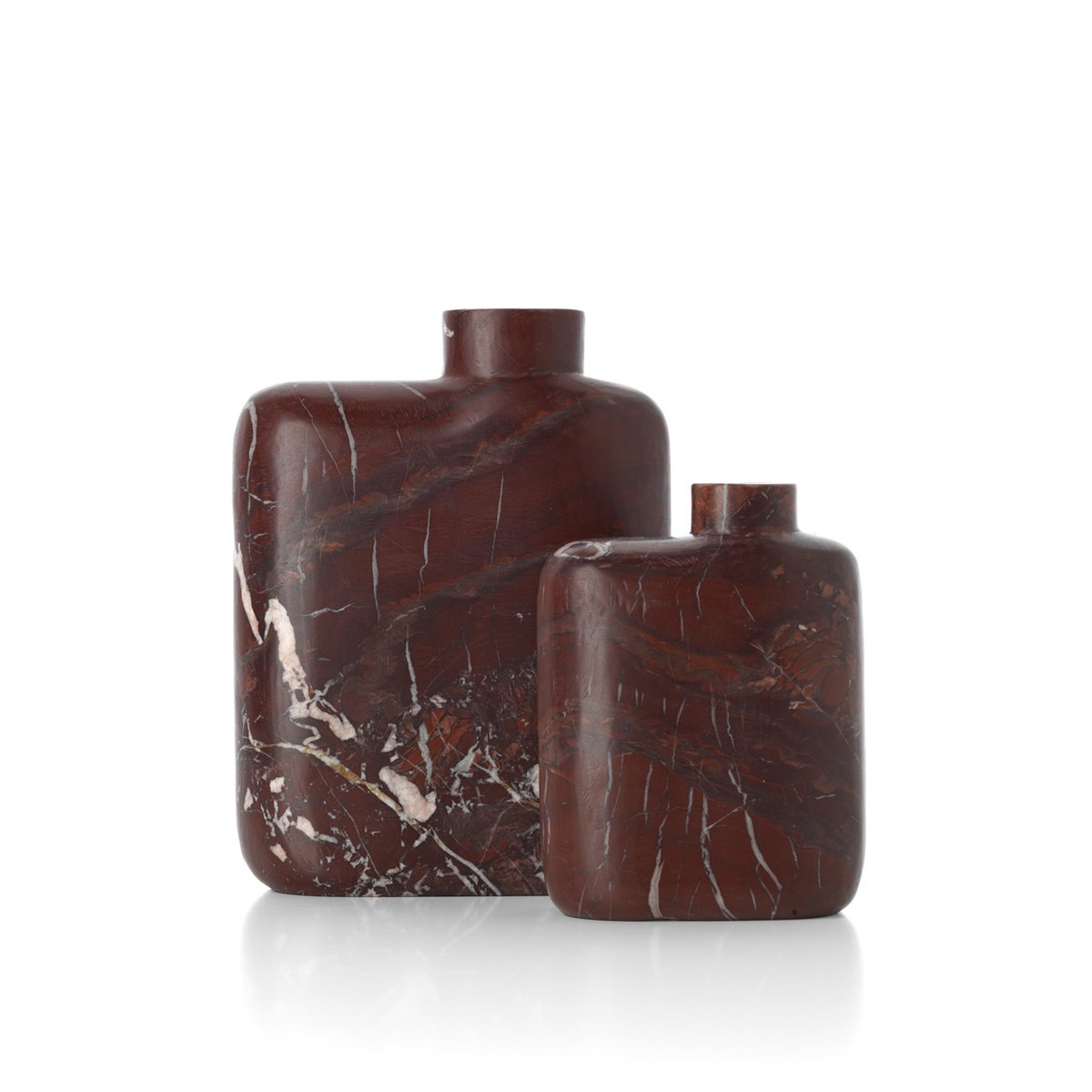 Vase bas Rosso Levanto en marbre rouge – 17,5 cm