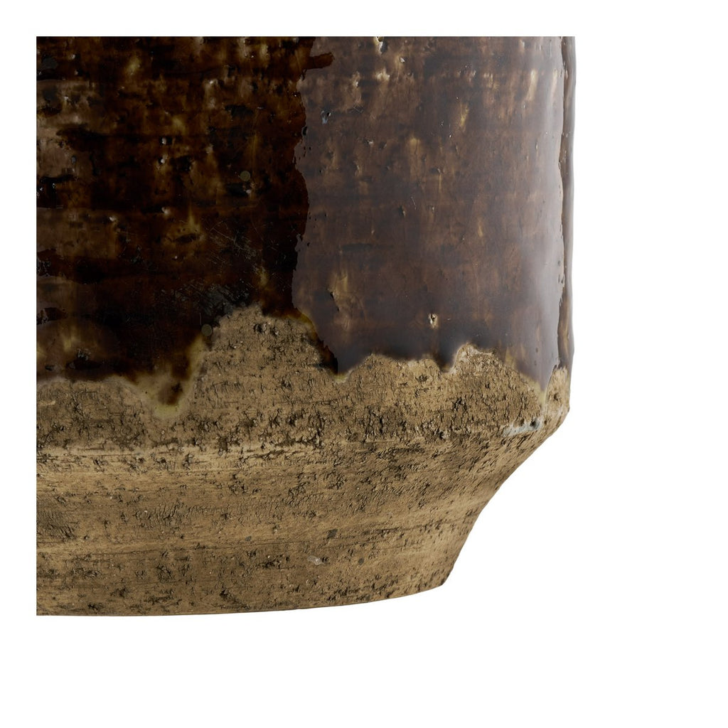 Pot de fleurs en céramique marron Ø 16,5 × H 12,5 cm