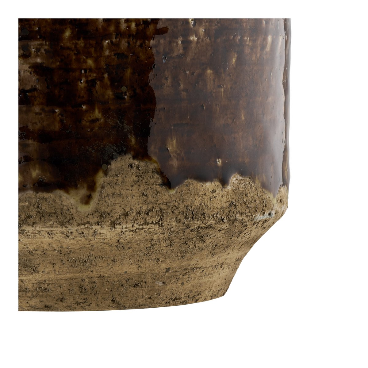 Pot de fleurs en céramique marron Ø 16,5 × H 12,5 cm